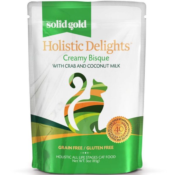 Solid Gold Holistic Delights Creamy Bisque With Crab & Coconut Milk Pouch Cat Food 85g on Sale