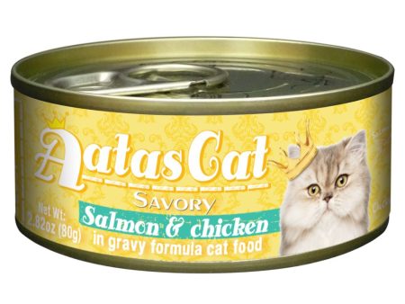 Aatas Cat Savory Salmon & Chicken in Gravy Canned Cat Food 80g Supply