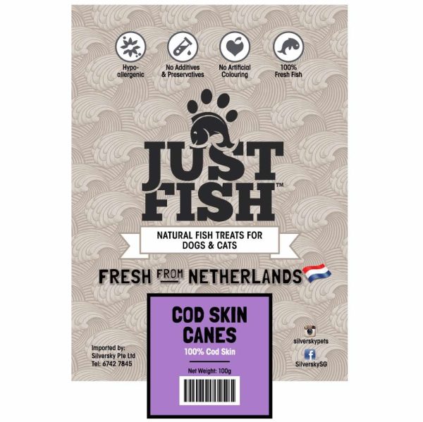 Just Fish Cod Skin Canes Dog & Cat Treats 100g Discount