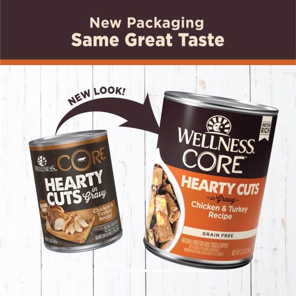 20% OFF: Wellness CORE Grain-Free Hearty Cuts In Gravy Chicken & Turkey Canned Dog Food 354g Sale