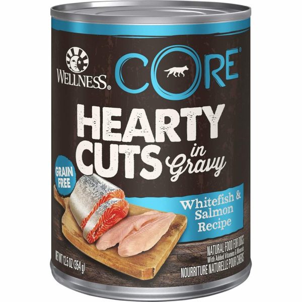 Wellness CORE Grain-Free Hearty Cuts In Gravy Whitefish & Salmon Canned Dog Food 354g Online