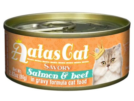 Aatas Cat Savory Salmon & Beef in Gravy Canned Cat Food 80g Online