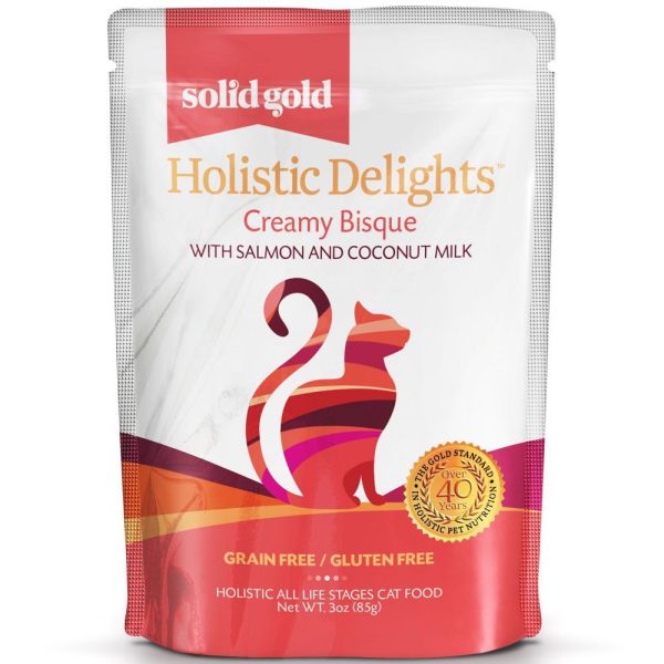 Solid Gold Holistic Delights Creamy Bisque With Salmon & Coconut Milk Pouch Cat Food 85g For Discount