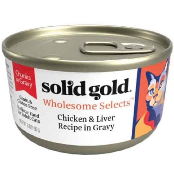 Solid Gold Wholesome Selects Chicken & Liver in Gravy Grain Free Canned Cat Food 85g Supply