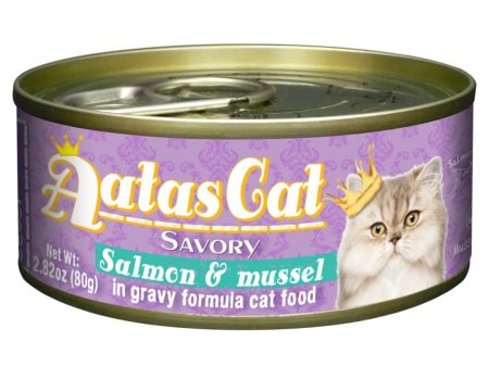 Aatas Cat Savory Salmon & Mussel in Gravy Canned Cat Food 80g Hot on Sale