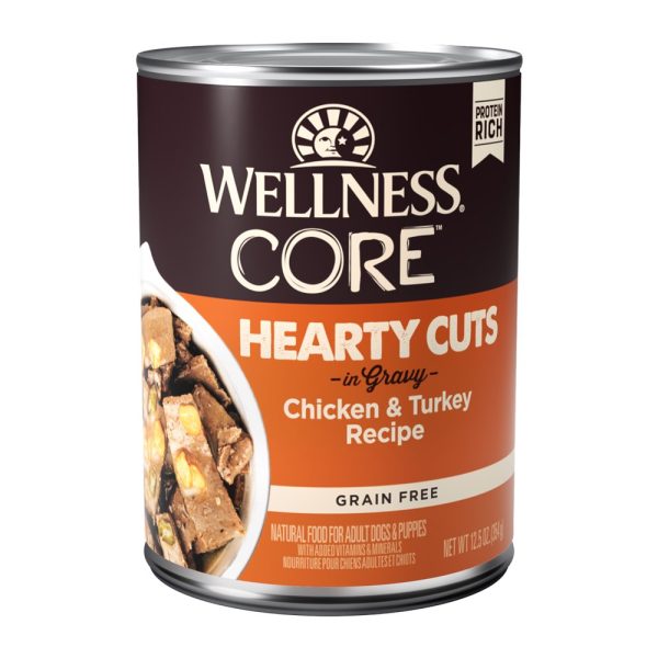 20% OFF: Wellness CORE Grain-Free Hearty Cuts In Gravy Chicken & Turkey Canned Dog Food 354g Sale