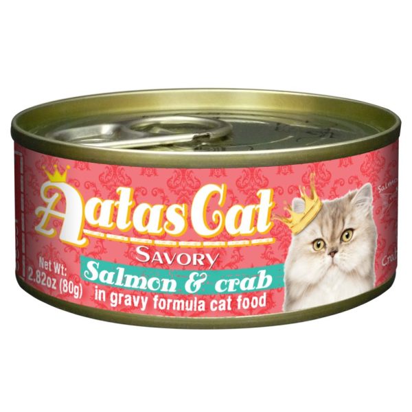 Aatas Cat Savory Salmon & Crab in Gravy Canned Cat Food 80g Cheap