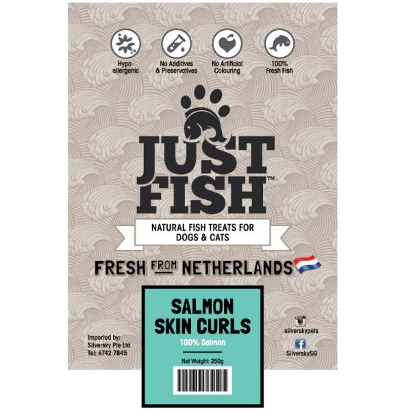 Just Fish Salmon Skin Curls Dog & Cat Treats 250g Fashion