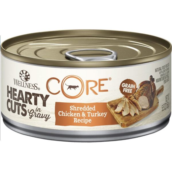 20% OFF: Wellness CORE Hearty Cuts Shredded Chicken & Turkey Grain-Free Canned Cat Food 156g For Discount