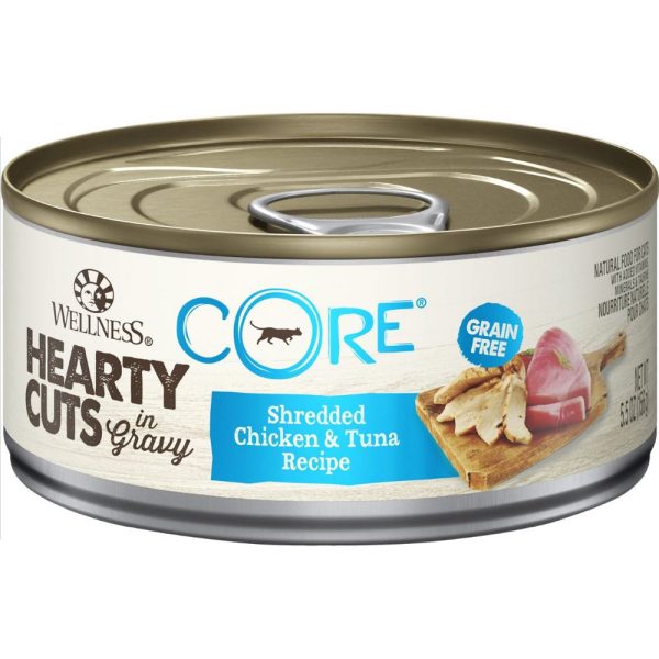 20% OFF: Wellness CORE Hearty Cuts Shredded Chicken & Tuna Grain-Free Canned Cat Food 156g For Cheap