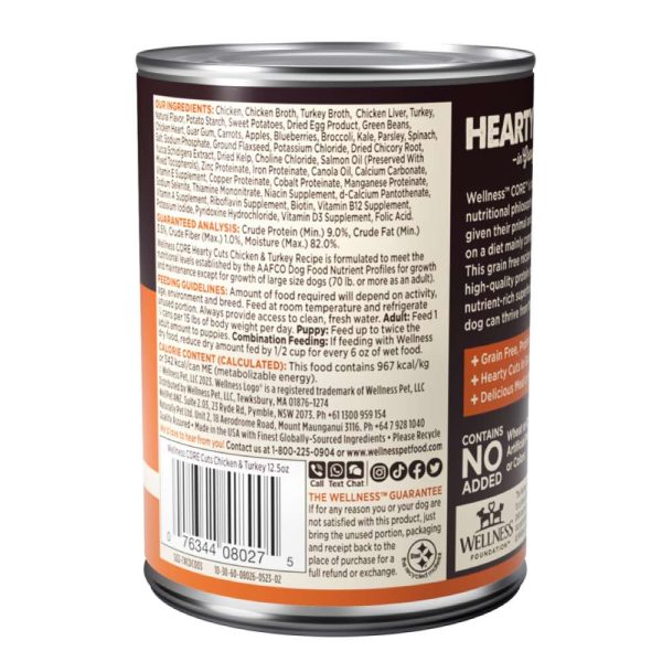 20% OFF: Wellness CORE Grain-Free Hearty Cuts In Gravy Chicken & Turkey Canned Dog Food 354g Sale