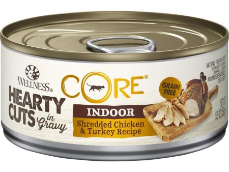 20% OFF: Wellness CORE Hearty Cuts Indoor Shredded Chicken & Turkey Grain-Free Canned Cat Food 156g Online Sale